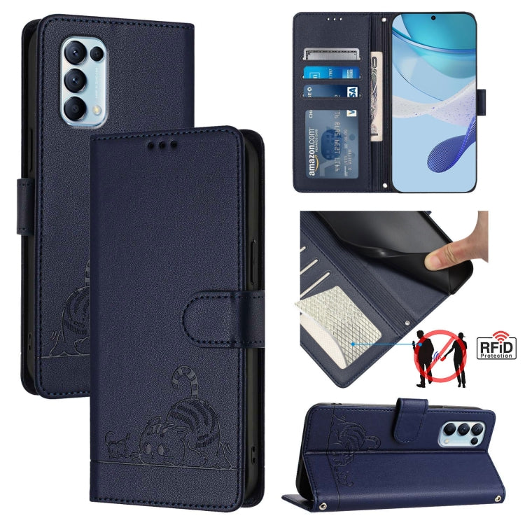 Cat Rat Embossed Pattern RFID Leather Phone Case with Lanyard, For OPPO A53s 4G / A33 2020 4G, For OPPO A11s 4G, For OPPO A74 4G / F19 / F19S, For OPPO A95 4G Global / Reno6 Lite, For OPPO F19 Pro / Reno5 F, For OPPO A94 5G Global                      ...