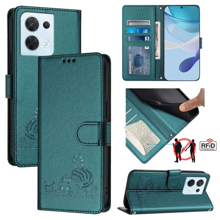 Cat Rat Embossed Pattern RFID Leather Phone Case with Lanyard, For OPPO A57 4G Global, For OPPO Reno8 Pro 5G Global, For OPPO Reno8 5G Global, For OPPO F21 Pro 5G, For OPPO Reno7 Lite, For OPPO A36 4G / A76 4G, For OPPO A96 4G / K10 4G                 ...