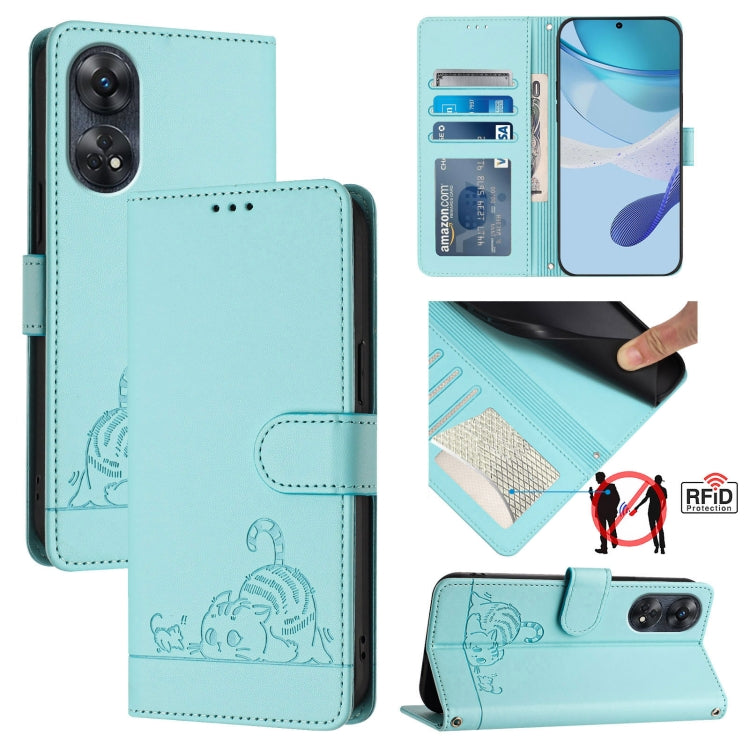 Cat Rat Embossed Pattern RFID Leather Phone Case with Lanyard, For OPPO Find X8 Pro, For OPPO A78 5G Global / A1X 5G, For OPPO Reno8 T 4G Global, For OPPO Find X6 Pro, For OPPO Find X6, For OPPO A1 Pro 5G / Reno8 T 5G Global, For OPPO Reno8 Z 5G       ...