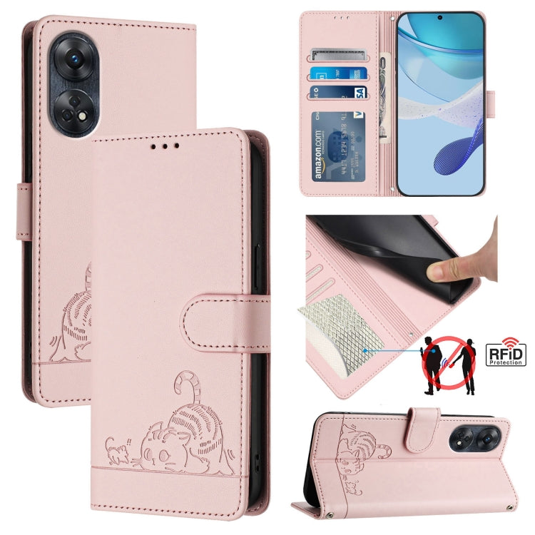 Cat Rat Embossed Pattern RFID Leather Phone Case with Lanyard, For OPPO Find X8 Pro, For OPPO A78 5G Global / A1X 5G, For OPPO Reno8 T 4G Global, For OPPO Find X6 Pro, For OPPO Find X6, For OPPO A1 Pro 5G / Reno8 T 5G Global, For OPPO Reno8 Z 5G       ...