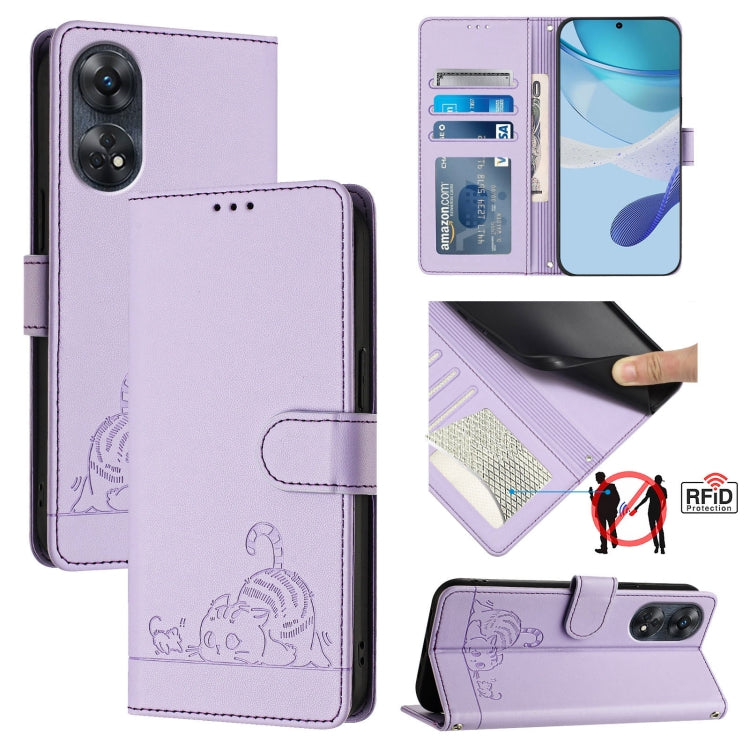 Cat Rat Embossed Pattern RFID Leather Phone Case with Lanyard, For OPPO Find X8 Pro, For OPPO A78 5G Global / A1X 5G, For OPPO Reno8 T 4G Global, For OPPO Find X6 Pro, For OPPO Find X6, For OPPO A1 Pro 5G / Reno8 T 5G Global, For OPPO Reno8 Z 5G       ...