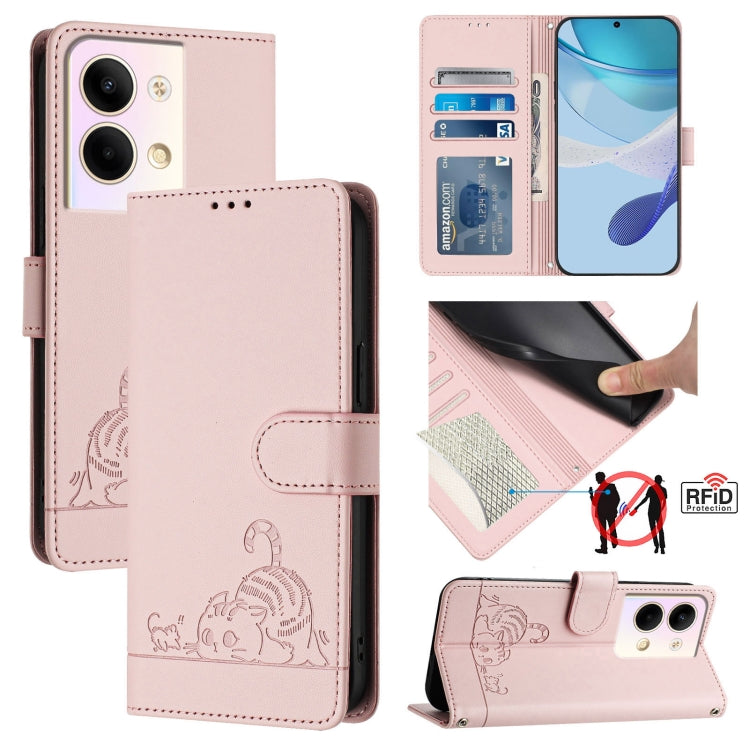 Cat Rat Embossed Pattern RFID Leather Phone Case with Lanyard, For OPPO Reno9 5G / Reno9 Pro 5G, For OPPO A17 4G Global / A17K, For OPPO A77S 4G, For OPPO A57e 4G Global, For OPPO A57S 4G Global, For OPPO Reno8 4G Global, For OPPO A77 5G / A97 5G      ...
