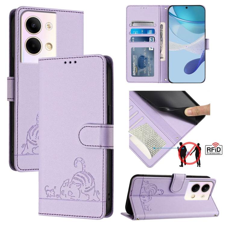 Cat Rat Embossed Pattern RFID Leather Phone Case with Lanyard, For OPPO Reno9 5G / Reno9 Pro 5G, For OPPO A17 4G Global / A17K, For OPPO A77S 4G, For OPPO A57e 4G Global, For OPPO A57S 4G Global, For OPPO Reno8 4G Global, For OPPO A77 5G / A97 5G      ...