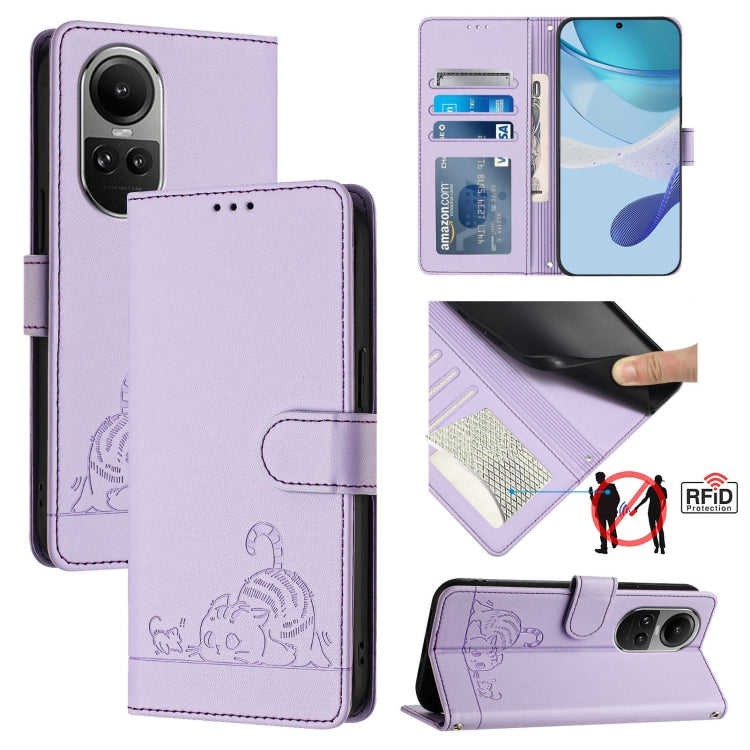 Cat Rat Embossed Pattern RFID Leather Phone Case with Lanyard, For OPPO Reno11 5G Global, For OPPO Reno11 Pro 5G Global, For OPPO Find X7 Ultra, For OPPO A38 4G / A18 4G Global, For OPPO Reno9 A, For OPPO Reno10 Pro Global, For OPPO Reno10 Global      ...