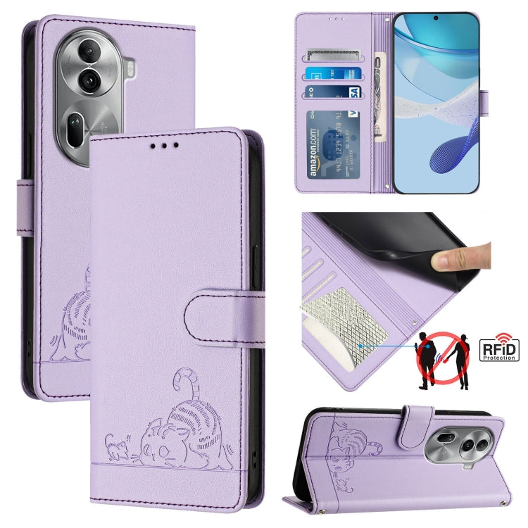 Cat Rat Embossed Pattern RFID Leather Phone Case with Lanyard, For OPPO Reno11 5G Global, For OPPO Reno11 Pro 5G Global, For OPPO Find X7 Ultra, For OPPO A38 4G / A18 4G Global, For OPPO Reno9 A, For OPPO Reno10 Pro Global, For OPPO Reno10 Global      ...