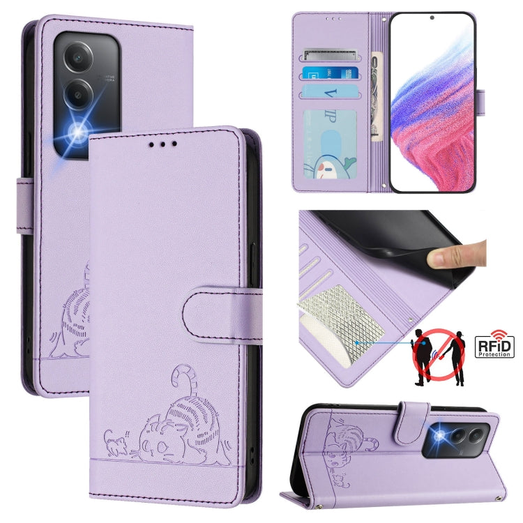 Cat Rat Embossed Pattern RFID Leather Phone Case with Lanyard, For OPPO Find X8 Ultra, For OPPO Reno13 F 5G Global / Reno13 F 4G, For OPPO A3x 5G Global, For OPPO Find X8, For OPPO A80 5G EU, For OPPO K12x 5G Global, For OPPO Reno12 F Global           ...