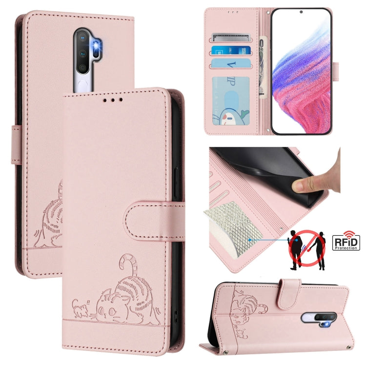 Cat Rat Embossed Pattern RFID Leather Phone Case with Lanyard, For OPPO A15 / A15S / A35 2021, For OPPO F17 Pro / A93 2020 4G Global, For OPPO Reon4 Lite / Reon4 F, For OPPO F17 / A73 2020 4G Global, For OPPO A72 / A52 / A92 4G, For OPPO A92S 5G       ...