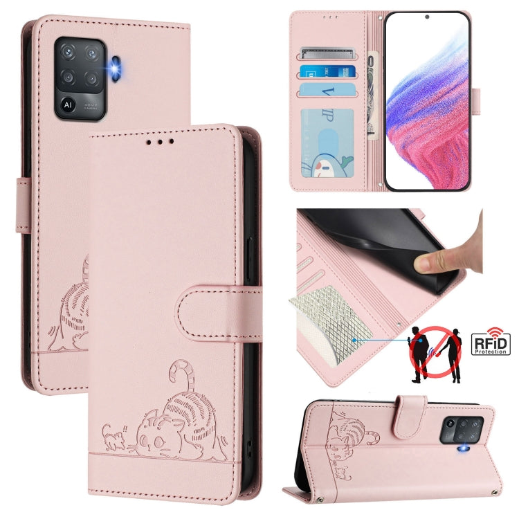 Cat Rat Embossed Pattern RFID Leather Phone Case with Lanyard, For OPPO A53s 4G / A33 2020 4G, For OPPO A11s 4G, For OPPO A74 4G / F19 / F19S, For OPPO A95 4G Global / Reno6 Lite, For OPPO F19 Pro / Reno5 F, For OPPO A94 5G Global                      ...