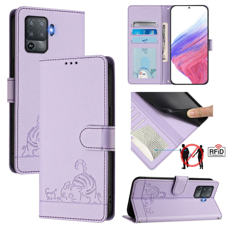 Cat Rat Embossed Pattern RFID Leather Phone Case with Lanyard, For OPPO A53s 4G / A33 2020 4G, For OPPO A11s 4G, For OPPO A74 4G / F19 / F19S, For OPPO A95 4G Global / Reno6 Lite, For OPPO F19 Pro / Reno5 F, For OPPO A94 5G Global                      ...