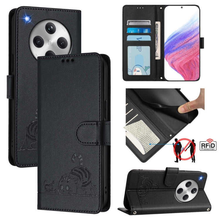 Cat Rat Embossed Pattern RFID Leather Phone Case with Lanyard, For OPPO Find X8 Ultra, For OPPO Reno13 F 5G Global / Reno13 F 4G, For OPPO A3x 5G Global, For OPPO Find X8, For OPPO A80 5G EU, For OPPO K12x 5G Global, For OPPO Reno12 F Global           ...