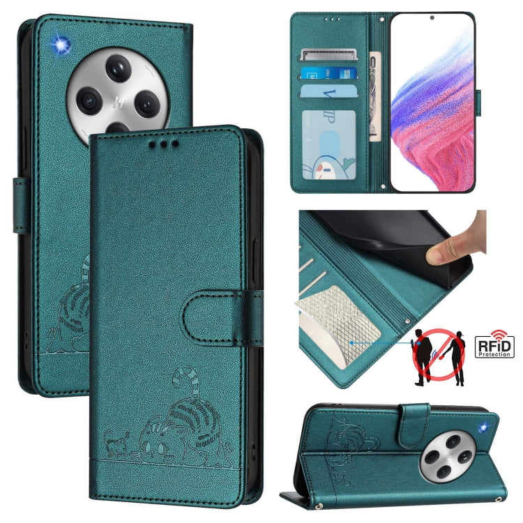 Cat Rat Embossed Pattern RFID Leather Phone Case with Lanyard, For OPPO Find X8 Ultra, For OPPO Reno13 F 5G Global / Reno13 F 4G, For OPPO A3x 5G Global, For OPPO Find X8, For OPPO A80 5G EU, For OPPO K12x 5G Global, For OPPO Reno12 F Global           ...