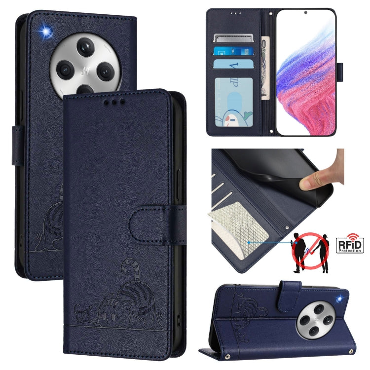Cat Rat Embossed Pattern RFID Leather Phone Case with Lanyard, For OPPO Find X8 Ultra, For OPPO Reno13 F 5G Global / Reno13 F 4G, For OPPO A3x 5G Global, For OPPO Find X8, For OPPO A80 5G EU, For OPPO K12x 5G Global, For OPPO Reno12 F Global           ...