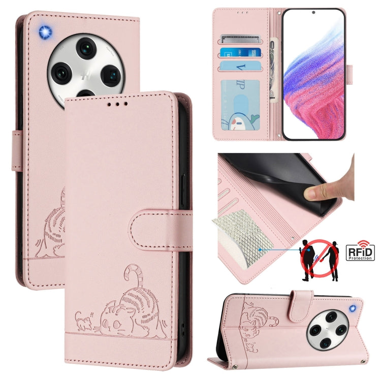 Cat Rat Embossed Pattern RFID Leather Phone Case with Lanyard, For OPPO Find X8 Pro, For OPPO A78 5G Global / A1X 5G, For OPPO Reno8 T 4G Global, For OPPO Find X6 Pro, For OPPO Find X6, For OPPO A1 Pro 5G / Reno8 T 5G Global, For OPPO Reno8 Z 5G       ...