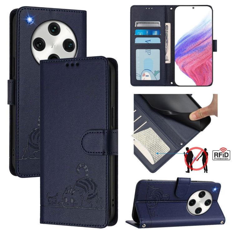Cat Rat Embossed Pattern RFID Leather Phone Case with Lanyard, For OPPO Find X8 Pro, For OPPO A78 5G Global / A1X 5G, For OPPO Reno8 T 4G Global, For OPPO Find X6 Pro, For OPPO Find X6, For OPPO A1 Pro 5G / Reno8 T 5G Global, For OPPO Reno8 Z 5G       ...
