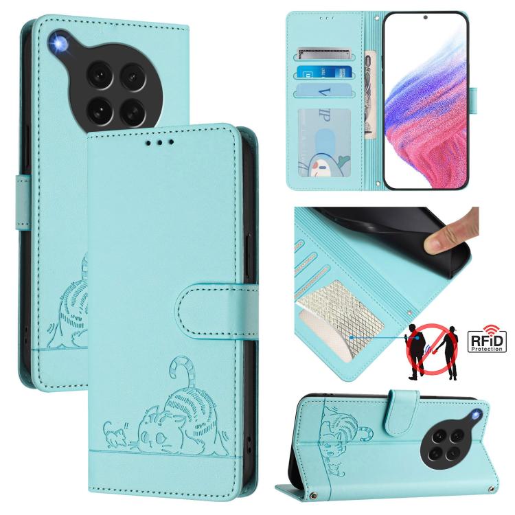 Cat Rat Embossed Pattern RFID Leather Phone Case with Lanyard, For OPPO K13 Turbo 5G, For OPPO Reno14 F 5G, For OPPO A5x 4G Global / 5G Global, For OPPO A5 5G Global / A3 Pro 5G Global, For OPPO Reno14 Pro 5G Global, For OPPO Reno14 5G Global          ...