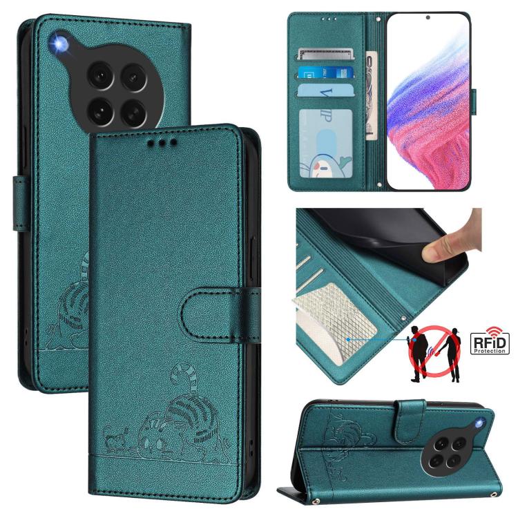 Cat Rat Embossed Pattern RFID Leather Phone Case with Lanyard, For OPPO K13 Turbo 5G, For OPPO Reno14 F 5G, For OPPO A5x 4G Global / 5G Global, For OPPO A5 5G Global / A3 Pro 5G Global, For OPPO Reno14 Pro 5G Global, For OPPO Reno14 5G Global          ...