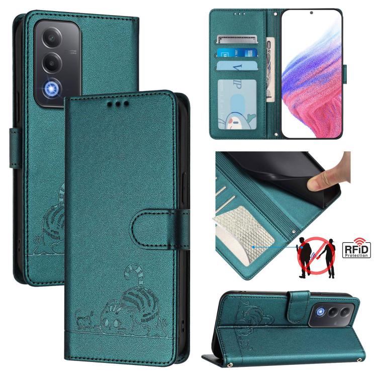 Cat Rat Embossed Pattern RFID Leather Phone Case with Lanyard, For OPPO K13 Turbo 5G, For OPPO Reno14 F 5G, For OPPO A5x 4G Global / 5G Global, For OPPO A5 5G Global / A3 Pro 5G Global, For OPPO Reno14 Pro 5G Global, For OPPO Reno14 5G Global          ...