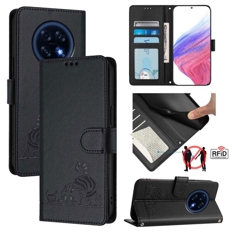 Cat Rat Embossed Pattern RFID Leather Phone Case with Lanyard, For OPPO Reno16 F / Reno16 FS 5G, For OPPO Reno16 / Reno16 Pro 5G Global, For OPPO Find X9s Pro 5G, For OPPO Find X9 Ultra, For OPPO A6s Pro 4G, For OPPO Find X9, For OPPO A6 GT 5G         ...