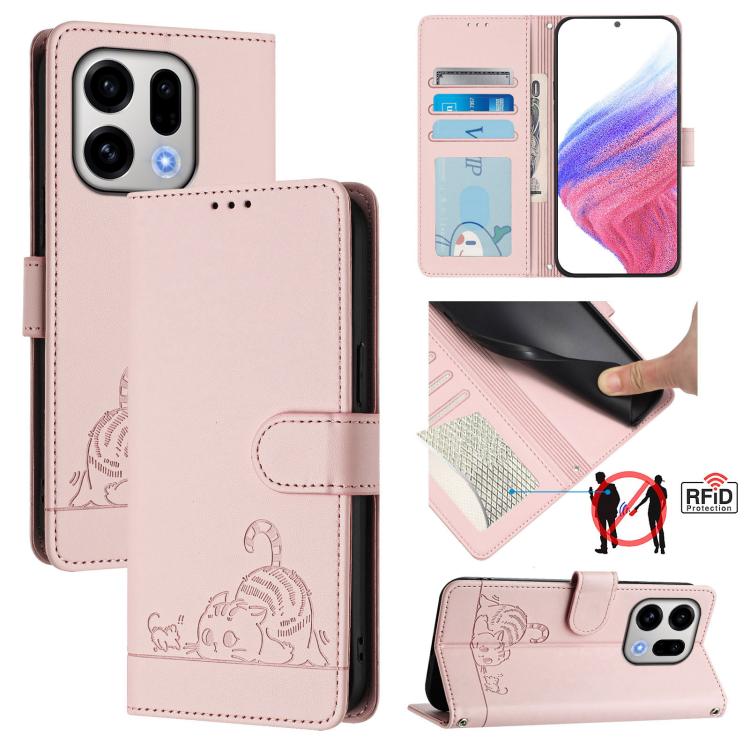 Cat Rat Embossed Pattern RFID Leather Phone Case with Lanyard, For OPPO Reno16 F / Reno16 FS 5G, For OPPO Reno16 / Reno16 Pro 5G Global, For OPPO Find X9s Pro 5G, For OPPO Find X9 Ultra, For OPPO A6s Pro 4G, For OPPO Find X9, For OPPO A6 GT 5G         ...