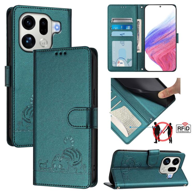 Cat Rat Embossed Pattern RFID Leather Phone Case with Lanyard, For OPPO Reno16 F / Reno16 FS 5G, For OPPO Reno16 / Reno16 Pro 5G Global, For OPPO Find X9s Pro 5G, For OPPO Find X9 Ultra, For OPPO A6s Pro 4G, For OPPO Find X9, For OPPO A6 GT 5G         ...