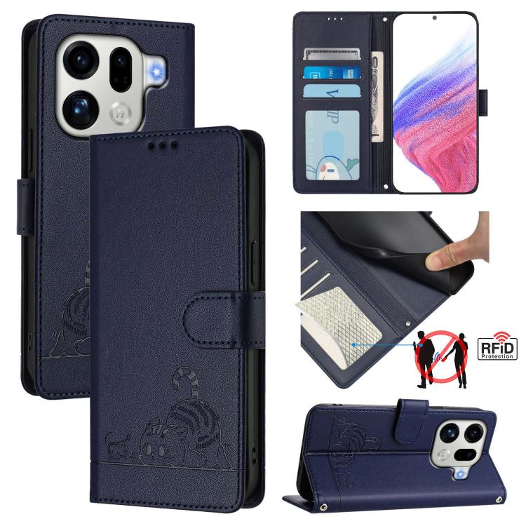 Cat Rat Embossed Pattern RFID Leather Phone Case with Lanyard, For OPPO Reno16 F / Reno16 FS 5G, For OPPO Reno16 / Reno16 Pro 5G Global, For OPPO Find X9s Pro 5G, For OPPO Find X9 Ultra, For OPPO A6s Pro 4G, For OPPO Find X9, For OPPO A6 GT 5G         ...
