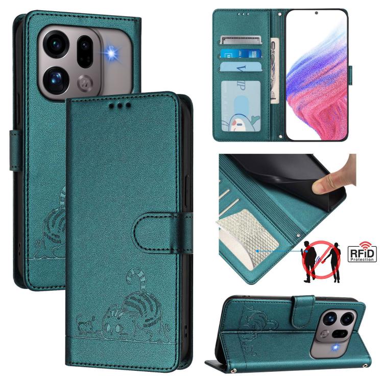 Cat Rat Embossed Pattern RFID Leather Phone Case with Lanyard, For OPPO Reno16 F / Reno16 FS 5G, For OPPO Reno16 / Reno16 Pro 5G Global, For OPPO Find X9s Pro 5G, For OPPO Find X9 Ultra, For OPPO A6s Pro 4G, For OPPO Find X9, For OPPO A6 GT 5G         ...