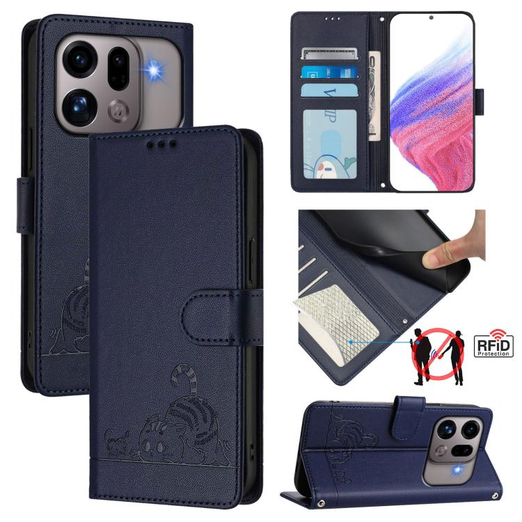 Cat Rat Embossed Pattern RFID Leather Phone Case with Lanyard, For OPPO Reno16 F / Reno16 FS 5G, For OPPO Reno16 / Reno16 Pro 5G Global, For OPPO Find X9s Pro 5G, For OPPO Find X9 Ultra, For OPPO A6s Pro 4G, For OPPO Find X9, For OPPO A6 GT 5G         ...