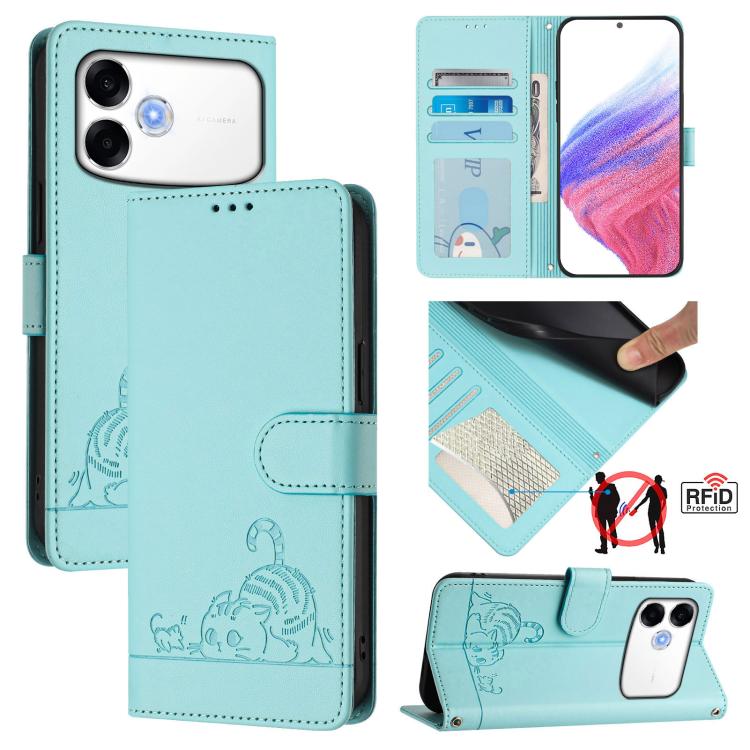 Cat Rat Embossed Pattern RFID Leather Phone Case with Lanyard, For OPPO Reno16 F / Reno16 FS 5G, For OPPO Reno16 / Reno16 Pro 5G Global, For OPPO Find X9s Pro 5G, For OPPO Find X9 Ultra, For OPPO A6s Pro 4G, For OPPO Find X9, For OPPO A6 GT 5G         ...