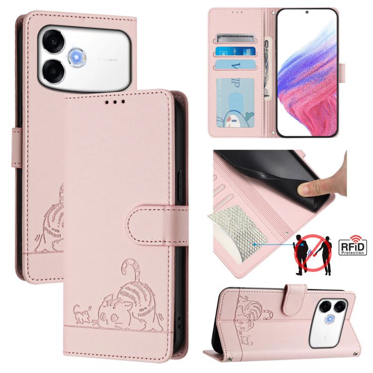 Cat Rat Embossed Pattern RFID Leather Phone Case with Lanyard, For OPPO Reno16 F / Reno16 FS 5G, For OPPO Reno16 / Reno16 Pro 5G Global, For OPPO Find X9s Pro 5G, For OPPO Find X9 Ultra, For OPPO A6s Pro 4G, For OPPO Find X9, For OPPO A6 GT 5G         ...