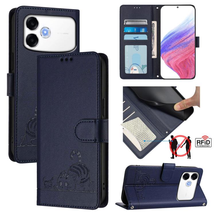 Cat Rat Embossed Pattern RFID Leather Phone Case with Lanyard, For OPPO Reno16 F / Reno16 FS 5G, For OPPO Reno16 / Reno16 Pro 5G Global, For OPPO Find X9s Pro 5G, For OPPO Find X9 Ultra, For OPPO A6s Pro 4G, For OPPO Find X9, For OPPO A6 GT 5G         ...
