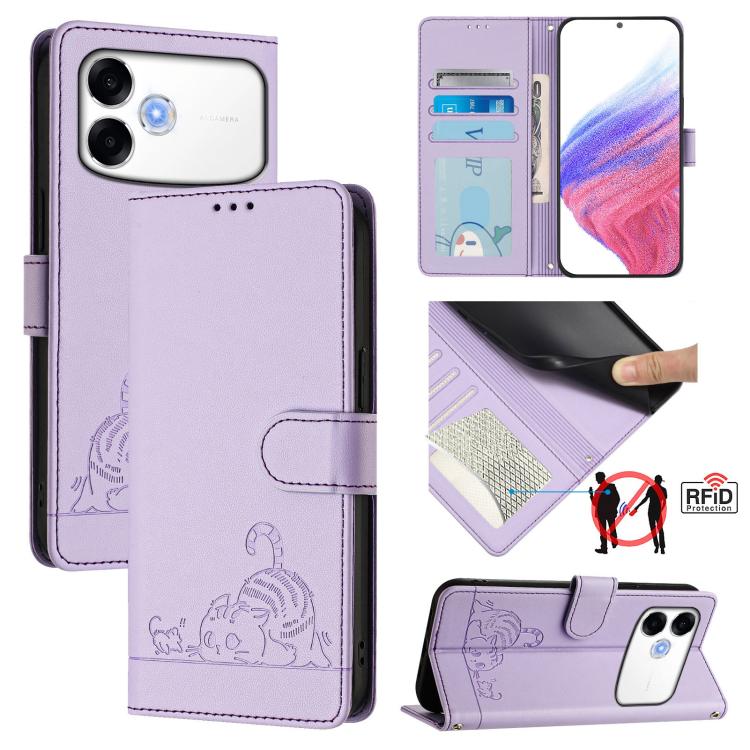 Cat Rat Embossed Pattern RFID Leather Phone Case with Lanyard, For OPPO Reno16 F / Reno16 FS 5G, For OPPO Reno16 / Reno16 Pro 5G Global, For OPPO Find X9s Pro 5G, For OPPO Find X9 Ultra, For OPPO A6s Pro 4G, For OPPO Find X9, For OPPO A6 GT 5G         ...