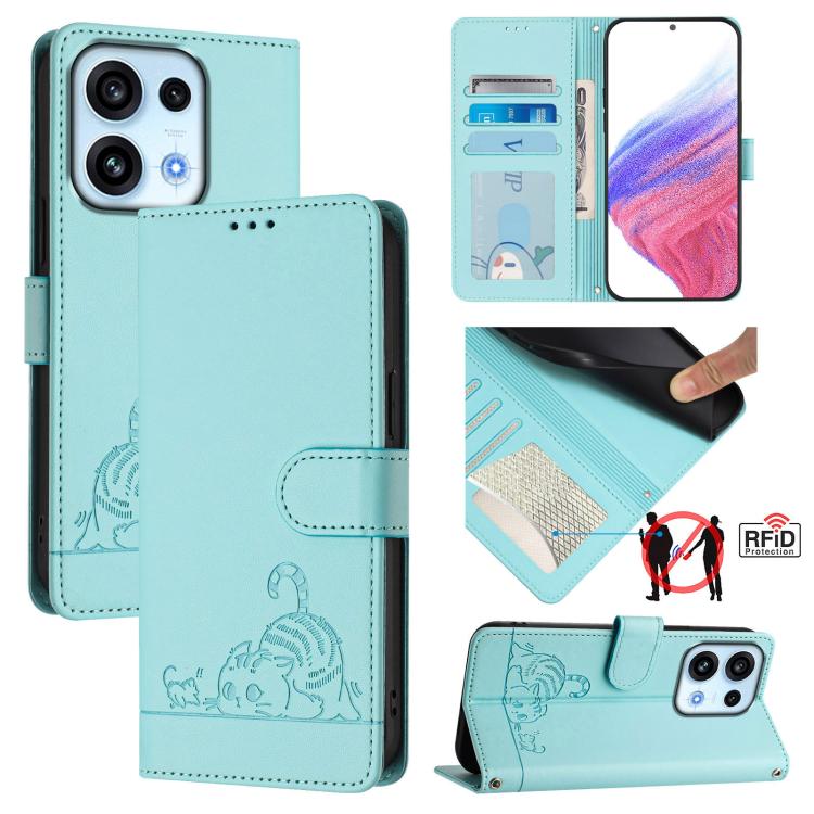 Cat Rat Embossed Pattern RFID Leather Phone Case with Lanyard, For OPPO Reno16 F / Reno16 FS 5G, For OPPO Reno16 / Reno16 Pro 5G Global, For OPPO Find X9s Pro 5G, For OPPO Find X9 Ultra, For OPPO A6s Pro 4G, For OPPO Find X9, For OPPO A6 GT 5G         ...