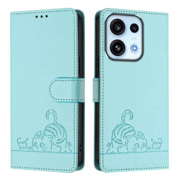 Cat Rat Embossed Pattern RFID Leather Phone Case with Lanyard, For OPPO Reno16 F / Reno16 FS 5G, For OPPO Reno16 / Reno16 Pro 5G Global, For OPPO Find X9s Pro 5G, For OPPO Find X9 Ultra, For OPPO A6s Pro 4G, For OPPO Find X9, For OPPO A6 GT 5G         ...