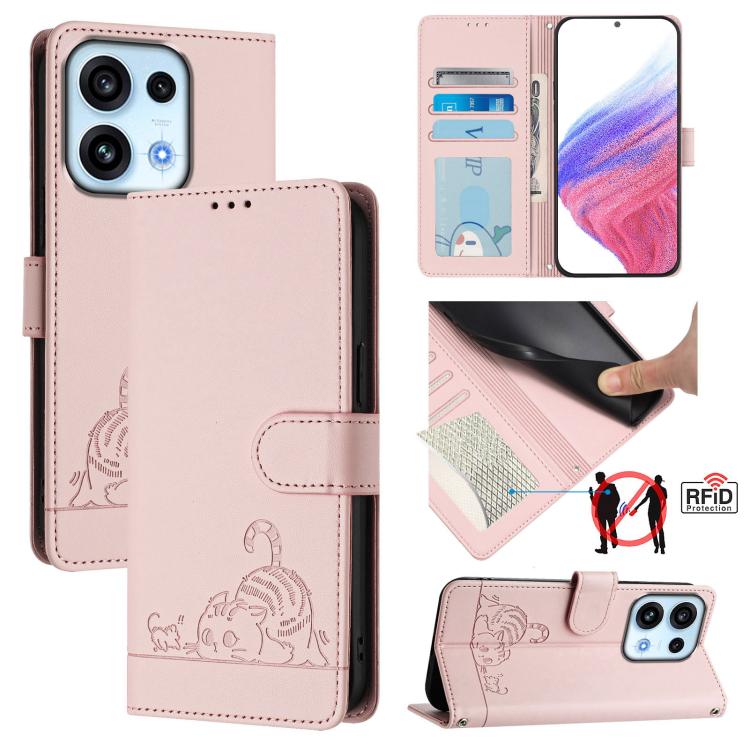 Cat Rat Embossed Pattern RFID Leather Phone Case with Lanyard, For OPPO Reno16 F / Reno16 FS 5G, For OPPO Reno16 / Reno16 Pro 5G Global, For OPPO Find X9s Pro 5G, For OPPO Find X9 Ultra, For OPPO A6s Pro 4G, For OPPO Find X9, For OPPO A6 GT 5G         ...