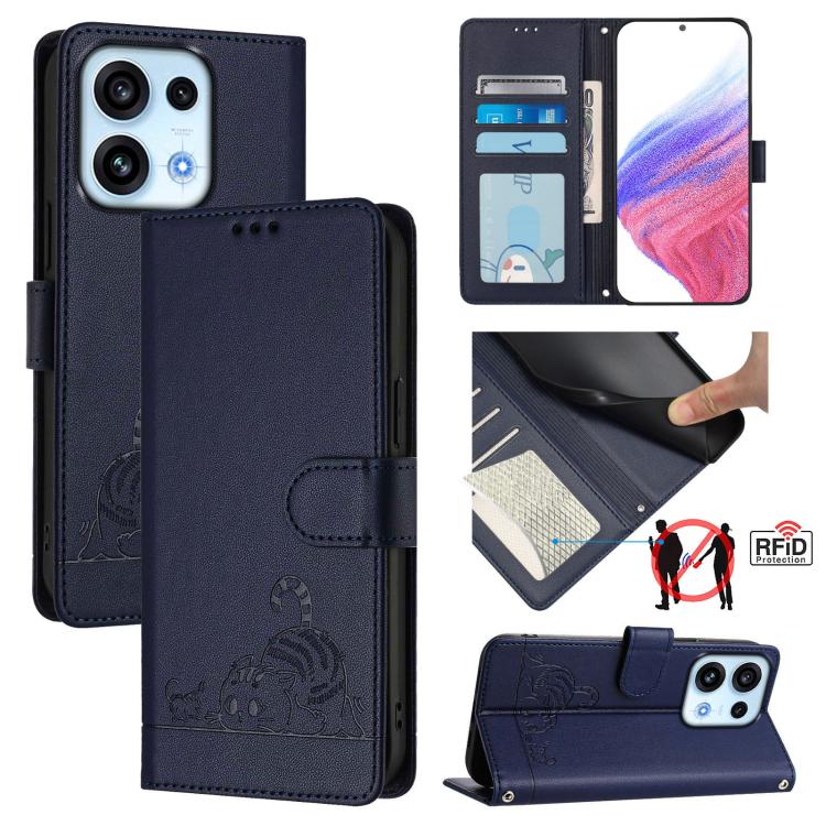 Cat Rat Embossed Pattern RFID Leather Phone Case with Lanyard, For OPPO Reno16 F / Reno16 FS 5G, For OPPO Reno16 / Reno16 Pro 5G Global, For OPPO Find X9s Pro 5G, For OPPO Find X9 Ultra, For OPPO A6s Pro 4G, For OPPO Find X9, For OPPO A6 GT 5G         ...