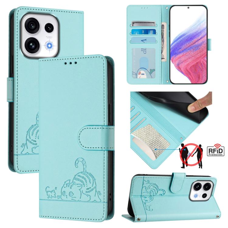 Cat Rat Embossed Pattern RFID Leather Phone Case with Lanyard, For OPPO Reno16 F / Reno16 FS 5G, For OPPO Reno16 / Reno16 Pro 5G Global, For OPPO Find X9s Pro 5G, For OPPO Find X9 Ultra, For OPPO A6s Pro 4G, For OPPO Find X9, For OPPO A6 GT 5G         ...