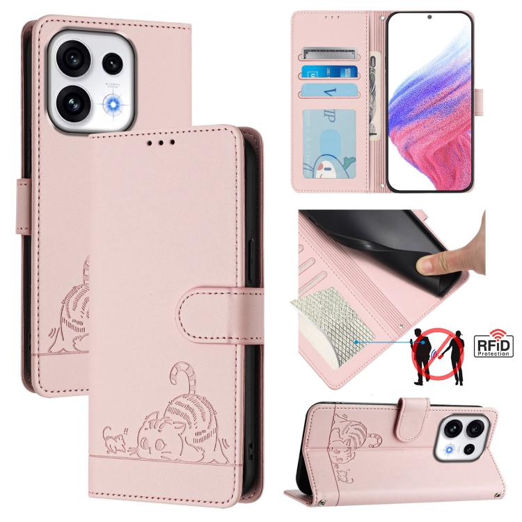 Cat Rat Embossed Pattern RFID Leather Phone Case with Lanyard, For OPPO Reno16 F / Reno16 FS 5G, For OPPO Reno16 / Reno16 Pro 5G Global, For OPPO Find X9s Pro 5G, For OPPO Find X9 Ultra, For OPPO A6s Pro 4G, For OPPO Find X9, For OPPO A6 GT 5G         ...