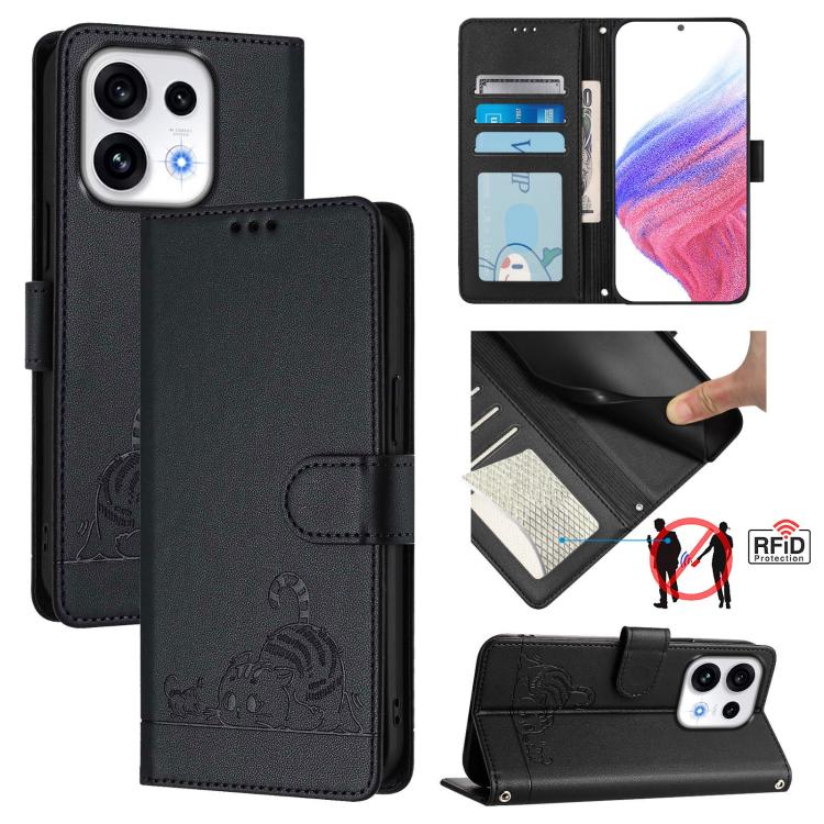 Cat Rat Embossed Pattern RFID Leather Phone Case with Lanyard, For OPPO Reno16 F / Reno16 FS 5G, For OPPO Reno16 / Reno16 Pro 5G Global, For OPPO Find X9s Pro 5G, For OPPO Find X9 Ultra, For OPPO A6s Pro 4G, For OPPO Find X9, For OPPO A6 GT 5G         ...