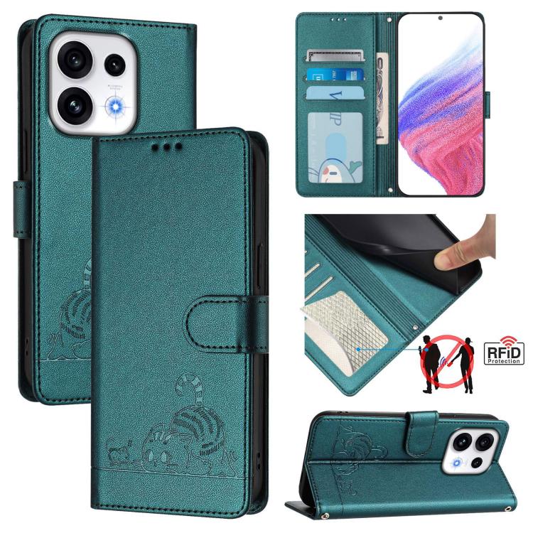 Cat Rat Embossed Pattern RFID Leather Phone Case with Lanyard, For OPPO Reno16 F / Reno16 FS 5G, For OPPO Reno16 / Reno16 Pro 5G Global, For OPPO Find X9s Pro 5G, For OPPO Find X9 Ultra, For OPPO A6s Pro 4G, For OPPO Find X9, For OPPO A6 GT 5G         ...