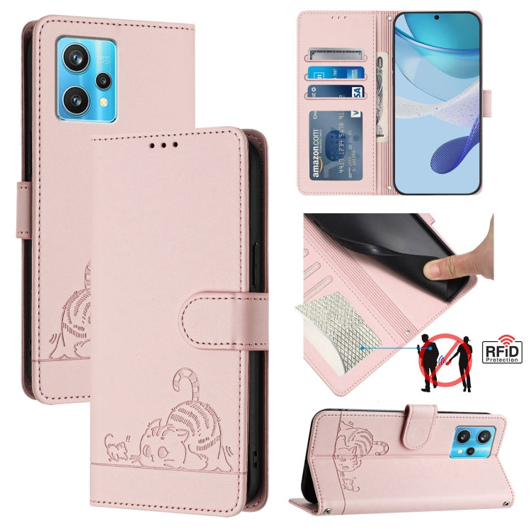 Cat Rat Embossed Pattern RFID Leather Phone Case with Lanyard, For Realme 10 4G Global, For Realme C30 4G / Narzo 50i Prime, For Realme C30S, For Realme 9i 5G India, For Realme GT NEO 3T, For Realme 9 Pro+ 5G, For Realme Narzo 50 Pro 5G                ...