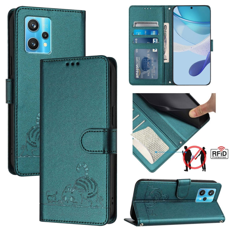 Cat Rat Embossed Pattern RFID Leather Phone Case with Lanyard, For Realme 10 4G Global, For Realme C30 4G / Narzo 50i Prime, For Realme C30S, For Realme 9i 5G India, For Realme GT NEO 3T, For Realme 9 Pro+ 5G, For Realme Narzo 50 Pro 5G                ...