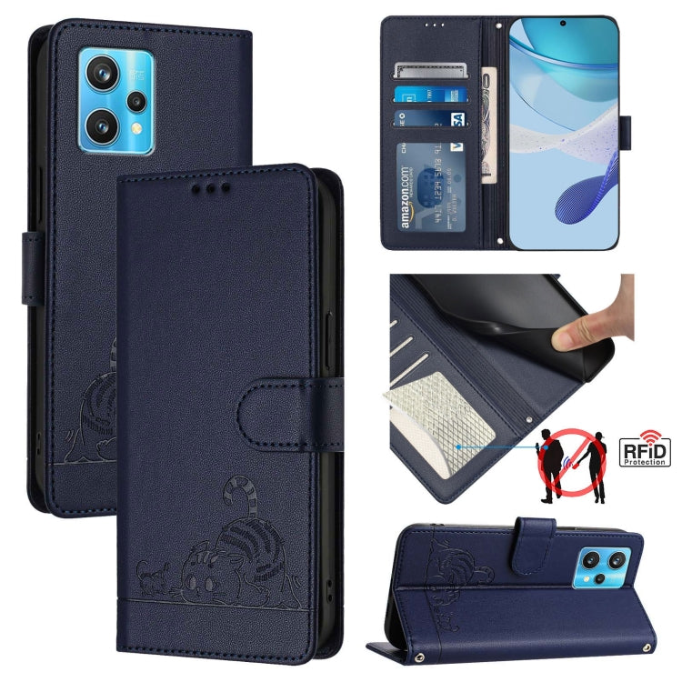 Cat Rat Embossed Pattern RFID Leather Phone Case with Lanyard, For Realme 10 4G Global, For Realme C30 4G / Narzo 50i Prime, For Realme C30S, For Realme 9i 5G India, For Realme GT NEO 3T, For Realme 9 Pro+ 5G, For Realme Narzo 50 Pro 5G                ...