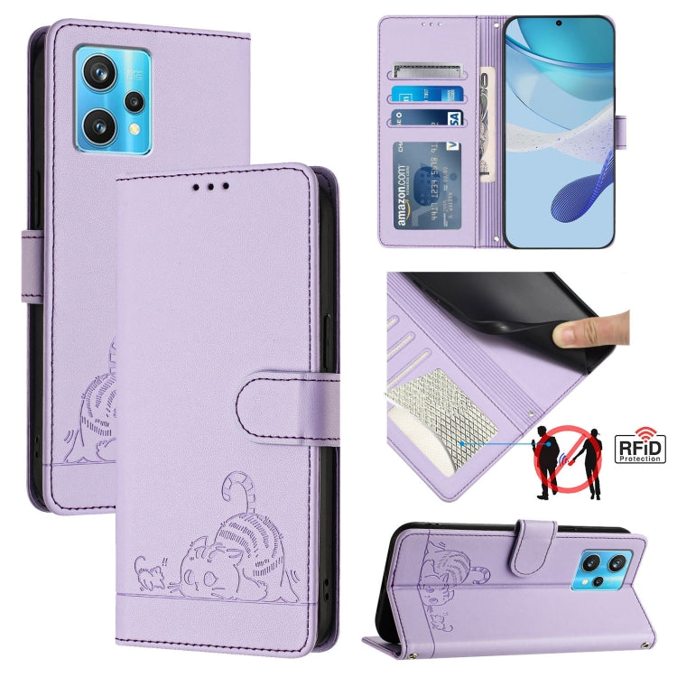 Cat Rat Embossed Pattern RFID Leather Phone Case with Lanyard, For Realme 10 4G Global, For Realme C30 4G / Narzo 50i Prime, For Realme C30S, For Realme 9i 5G India, For Realme GT NEO 3T, For Realme 9 Pro+ 5G, For Realme Narzo 50 Pro 5G                ...