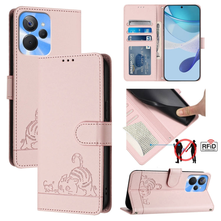 Cat Rat Embossed Pattern RFID Leather Phone Case with Lanyard, For Realme 10 4G Global, For Realme C30 4G / Narzo 50i Prime, For Realme C30S, For Realme 9i 5G India, For Realme GT NEO 3T, For Realme 9 Pro+ 5G, For Realme Narzo 50 Pro 5G                ...
