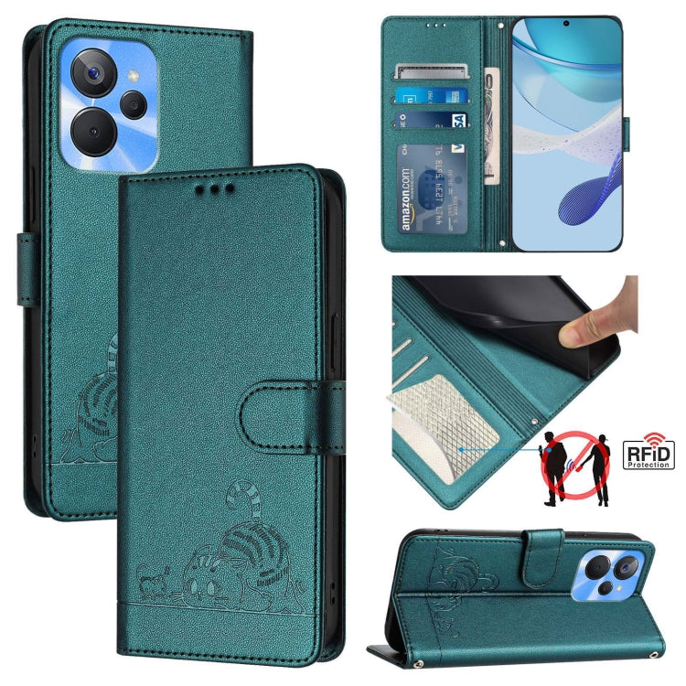 Cat Rat Embossed Pattern RFID Leather Phone Case with Lanyard, For Realme 10 4G Global, For Realme C30 4G / Narzo 50i Prime, For Realme C30S, For Realme 9i 5G India, For Realme GT NEO 3T, For Realme 9 Pro+ 5G, For Realme Narzo 50 Pro 5G                ...