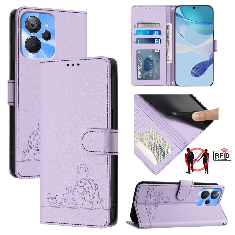 Cat Rat Embossed Pattern RFID Leather Phone Case with Lanyard, For Realme 10 4G Global, For Realme C30 4G / Narzo 50i Prime, For Realme C30S, For Realme 9i 5G India, For Realme GT NEO 3T, For Realme 9 Pro+ 5G, For Realme Narzo 50 Pro 5G                ...