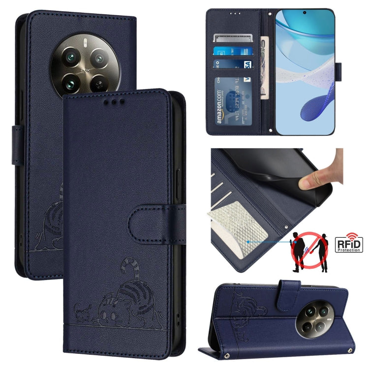 Cat Rat Embossed Pattern RFID Leather Phone Case with Lanyard, For Realme 12+ 5G Global, For Realme Narzo 70 Pro 5G India, For Realme 12 5G Global, For Realme Note 50 4G Global, For Realme C51 4G / C53 4G Global, For Realme Narzo N53 4G Global         ...