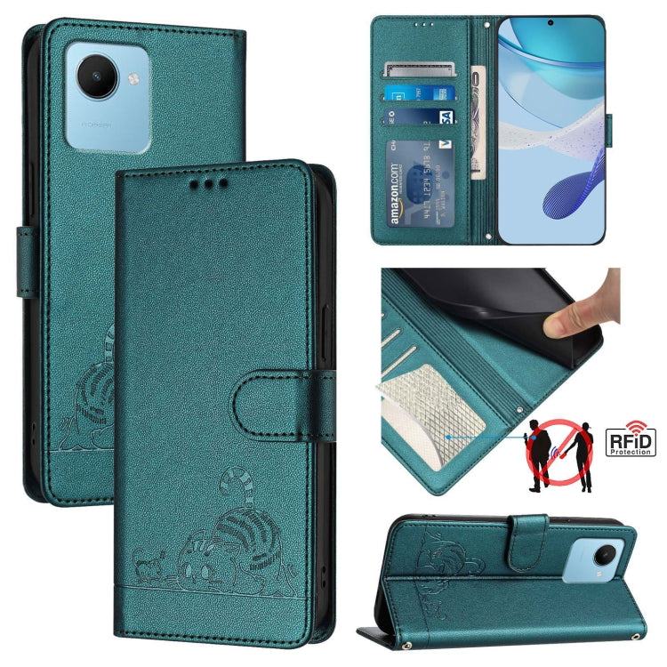 Cat Rat Embossed Pattern RFID Leather Phone Case with Lanyard, For Realme 10 4G Global, For Realme C30 4G / Narzo 50i Prime, For Realme C30S, For Realme 9i 5G India, For Realme GT NEO 3T, For Realme 9 Pro+ 5G, For Realme Narzo 50 Pro 5G                ...