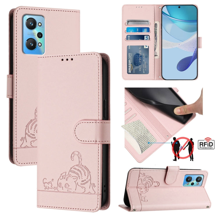 Cat Rat Embossed Pattern RFID Leather Phone Case with Lanyard, For Realme 10 4G Global, For Realme C30 4G / Narzo 50i Prime, For Realme C30S, For Realme 9i 5G India, For Realme GT NEO 3T, For Realme 9 Pro+ 5G, For Realme Narzo 50 Pro 5G                ...