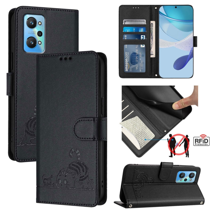 Cat Rat Embossed Pattern RFID Leather Phone Case with Lanyard, For Realme 10 4G Global, For Realme C30 4G / Narzo 50i Prime, For Realme C30S, For Realme 9i 5G India, For Realme GT NEO 3T, For Realme 9 Pro+ 5G, For Realme Narzo 50 Pro 5G                ...